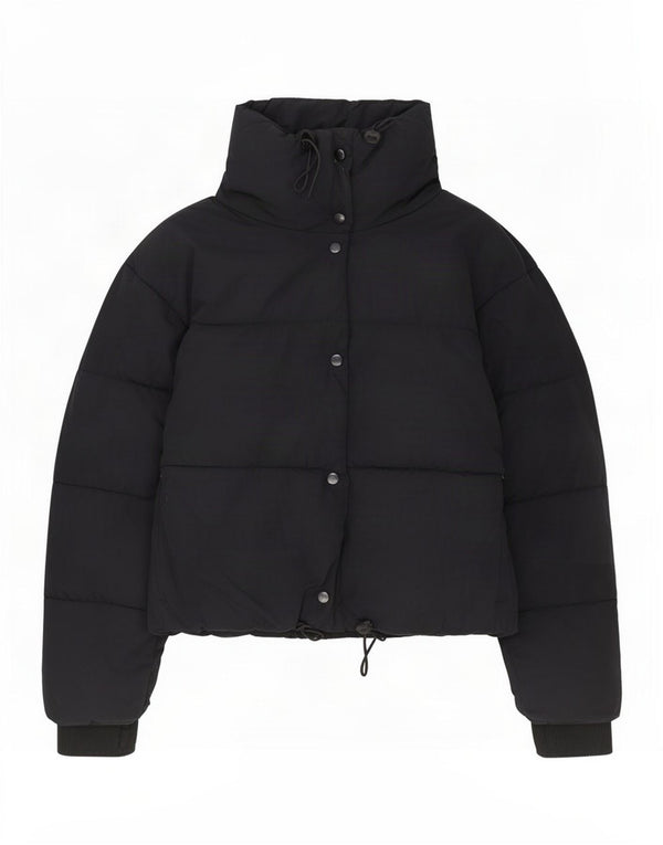 Damska, oversize'owa, wyściełana kurtka Zara UK 10, mała, czarna, z poliestru