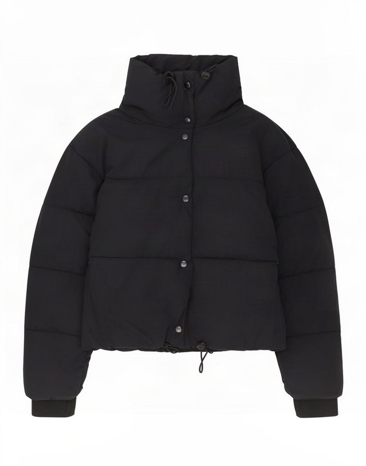 Damska, oversize'owa, wyściełana kurtka Zara UK 10, mała, czarna, z poliestru