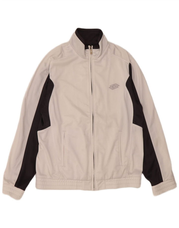 Męska kurtka dresowa Lotto, mała, biała, z blokami kolorów