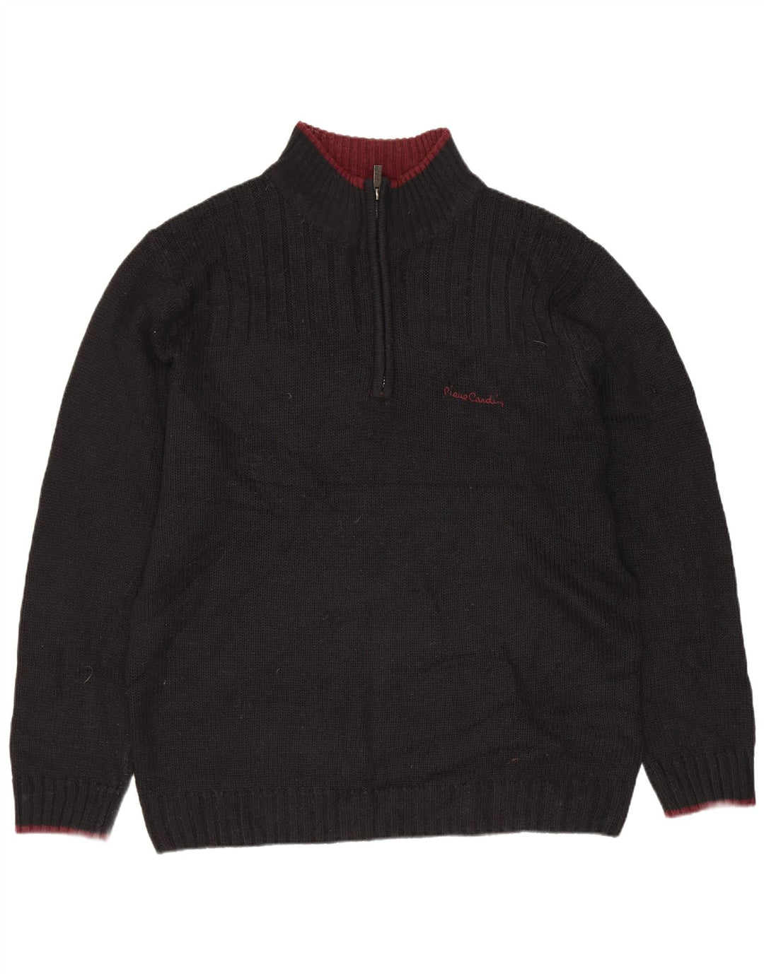 PIERRE CARDIN Damski sweter z zamkiem błyskawicznym UK 20 2XL Czarny akryl