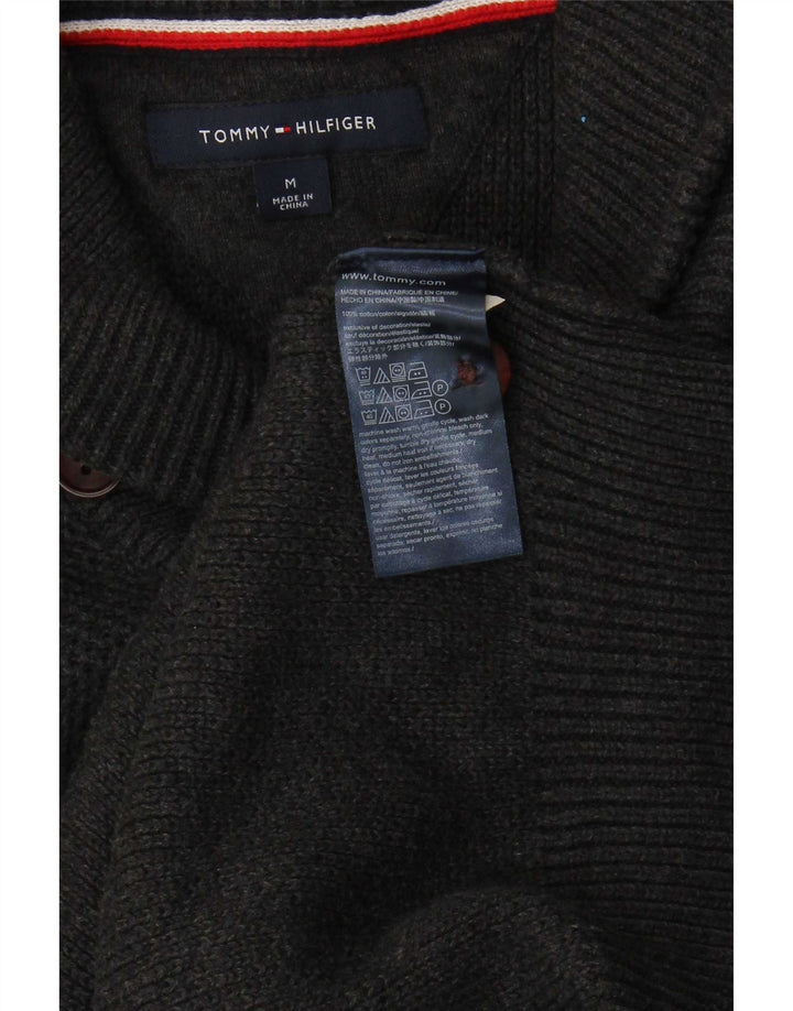 Męski sweter Tommy Hilfiger z szalowym dekoltem, średnioszary, bawełniany