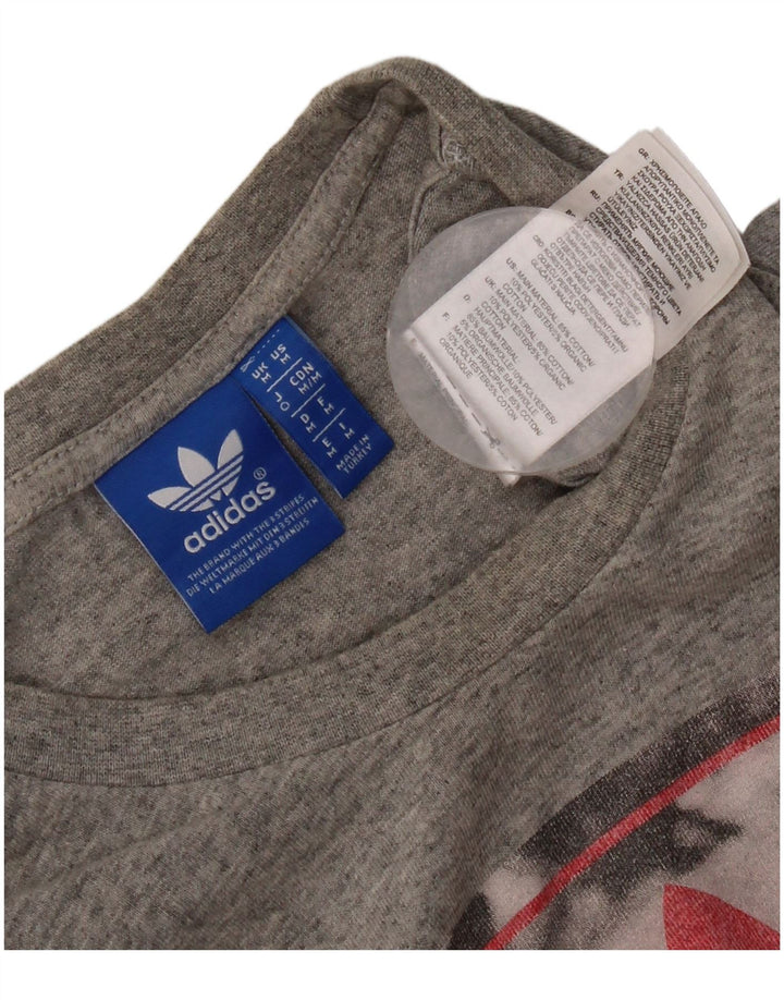 Męska koszulka z grafiką Adidas, średnia, szara, nakrapiana bawełna