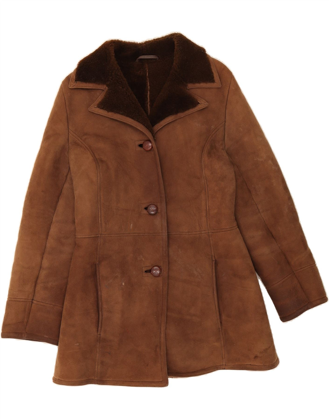 RICHARD DRAPER Womens Shearling Coat EU 40 Medium Brown Sheepskin Vintage Richard Draper and Second-Hand Richard Draper from Messina Hembry 