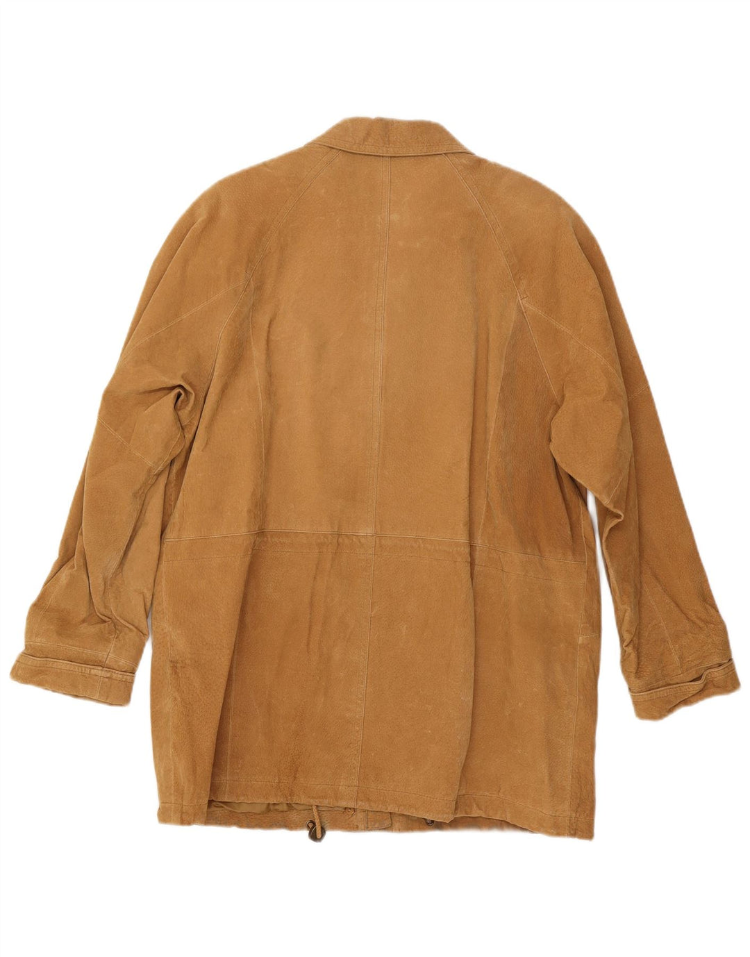 Vintage damski oversize'owy zamszowy płaszcz UK 16, duży, beżowy, skórzany