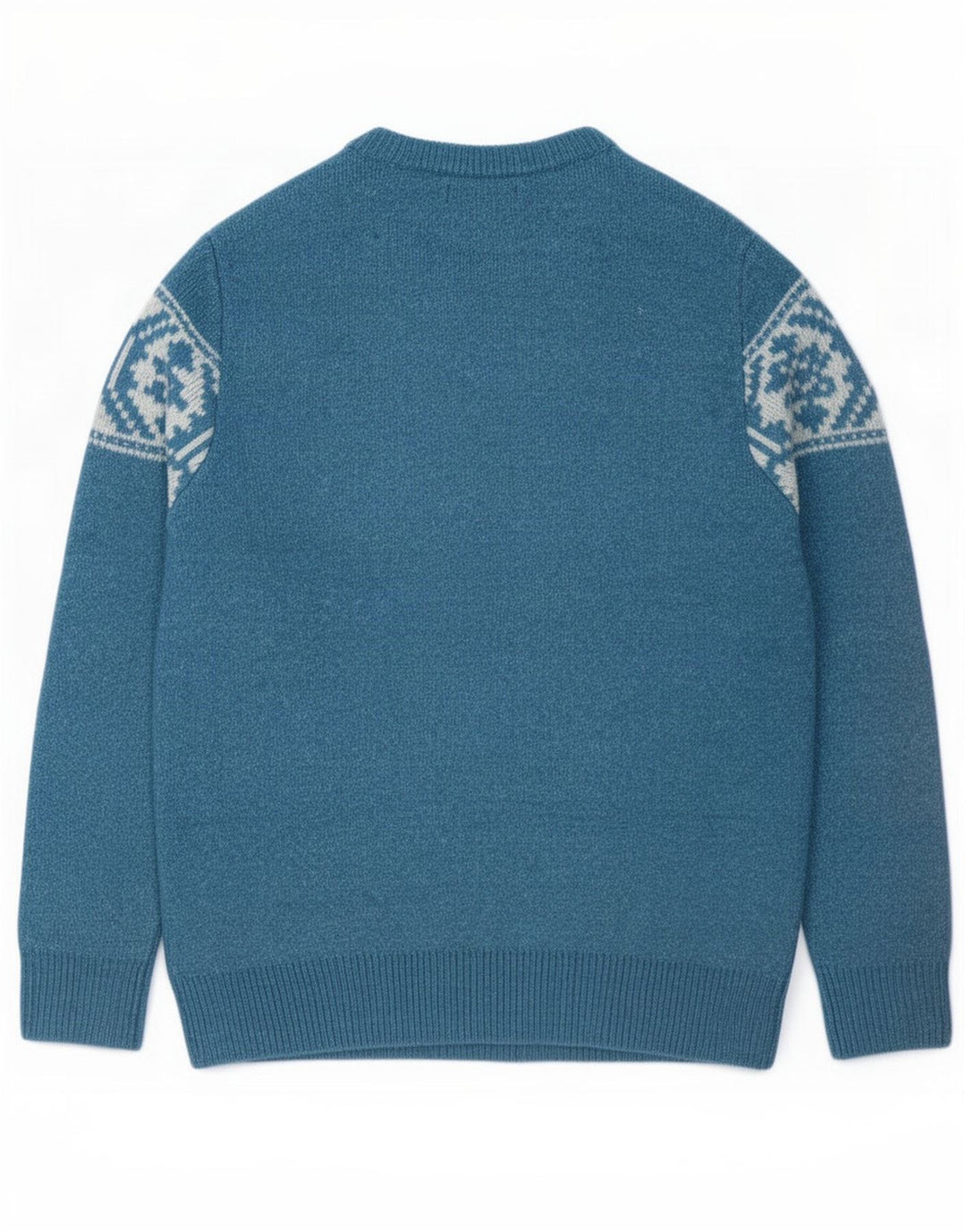 Marks & Spencer Męski sweter z dekoltem w łódkę Średni niebieski Fair Isle Akryl