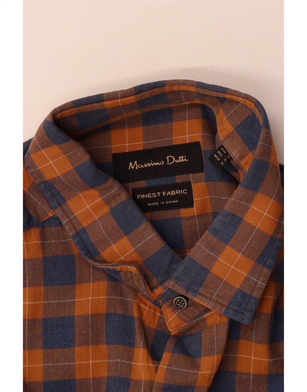 Męska koszula flanelowa Massimo Dutti w dużą pomarańczową kratkę