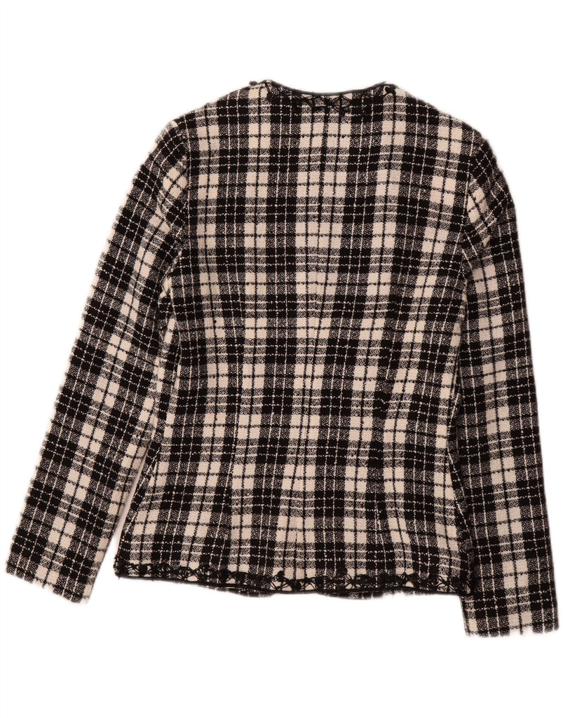 JOSEPH RIBKOFF Womens Open Blazer Jacket UK 14 Medium Black Check Acrylic Vintage Joseph Ribkoff and Second-Hand Joseph Ribkoff from Messina Hembry 