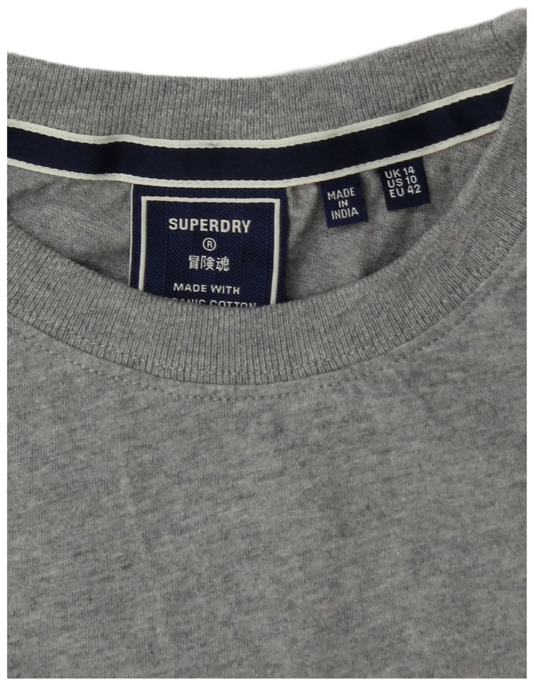 SUPERDRY Womens T-Shirt Top UK 14 Large  Grey Cotton