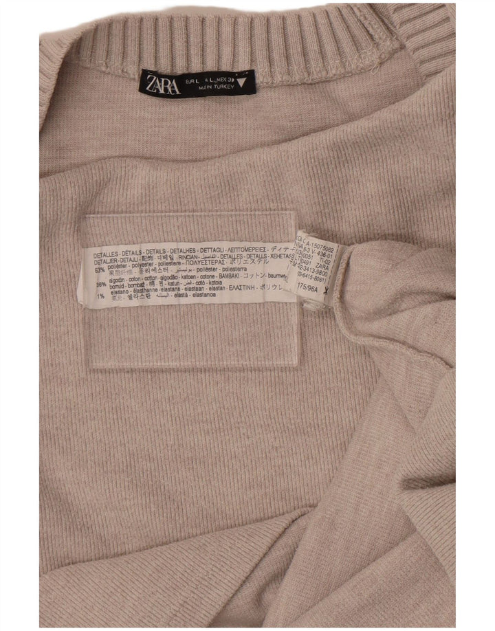 Damski sweter oversize z okrągłym dekoltem Zara UK 16, duży, szary poliester