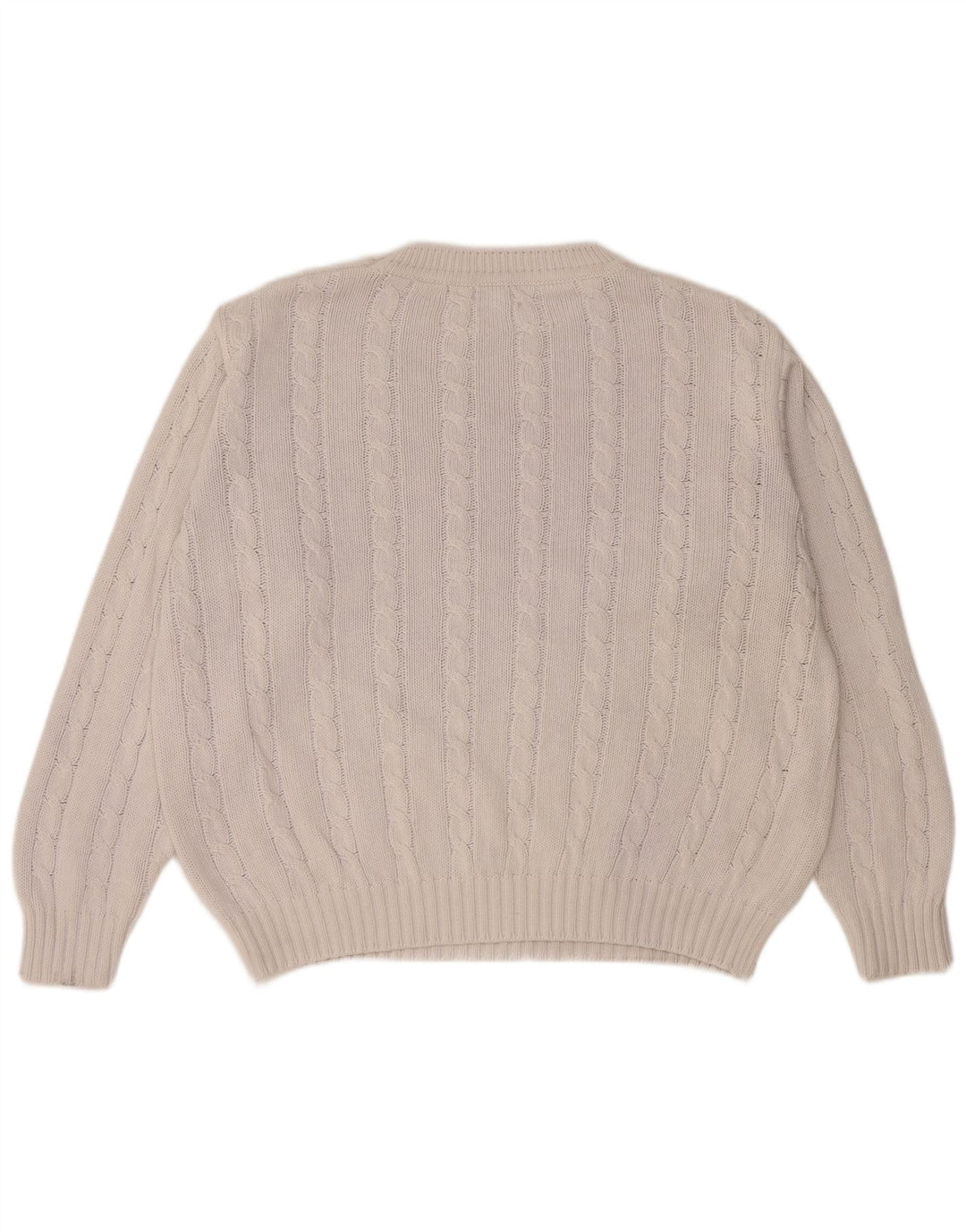 BENETTON Mens Crew Neck Jumper Sweater IT 48 Medium White Cotton
