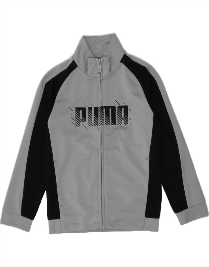PUMA Boys Graphic Tracksuit Top Jacket 5-6 Years Grey Colourblock Vintage Puma and Second-Hand Puma from Messina Hembry 
