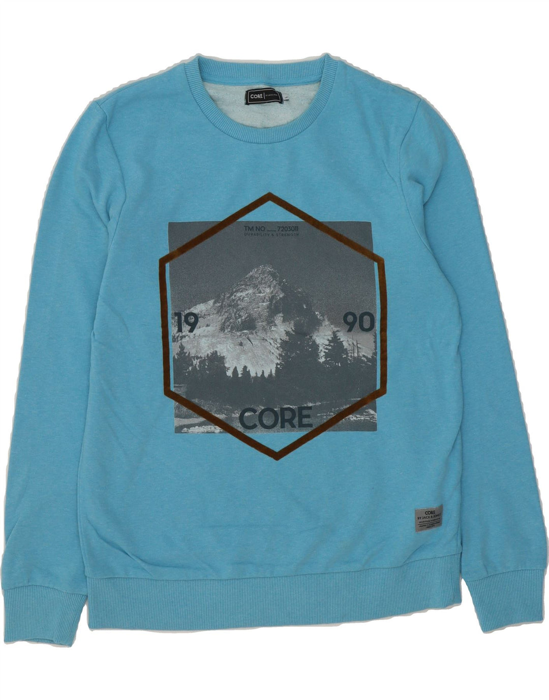 JACK & JONES Mens Core Graphic Sweatshirt Jumper Large Blue Cotton Vintage Jack & Jones and Second-Hand Jack & Jones from Messina Hembry 