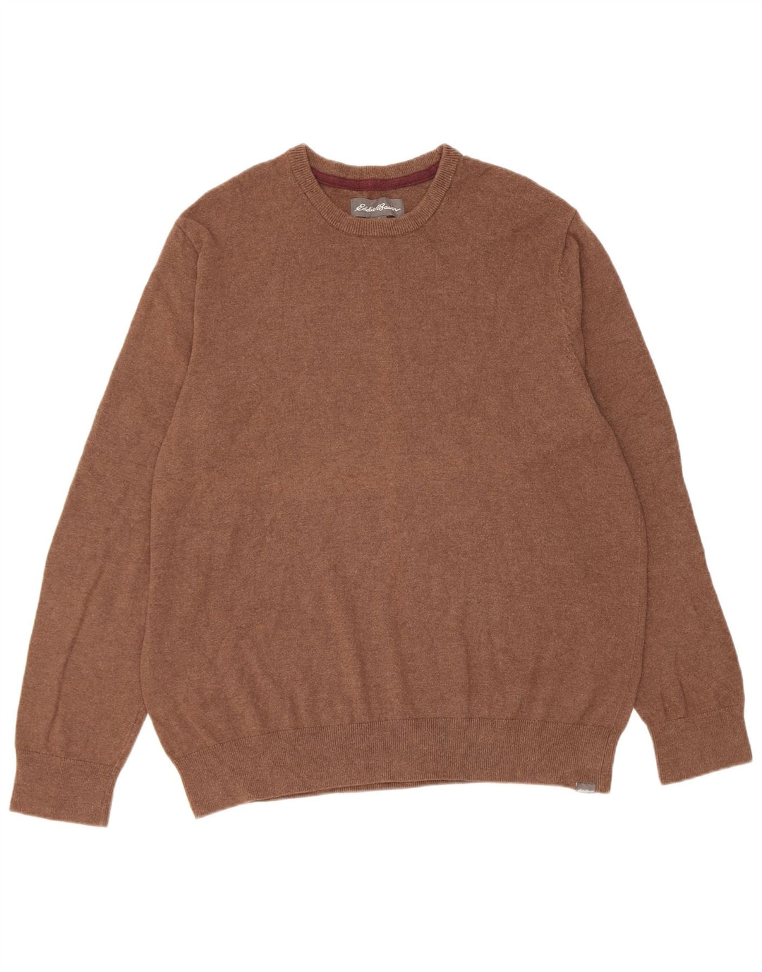Męski sweter z okrągłym dekoltem Eddie Bauer, duży, brązowy, bawełniany