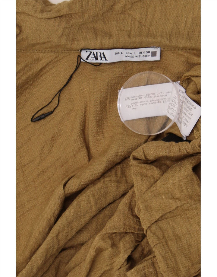Bluzka damska Zara Crop Top UK 16 Large Khaki Wiskoza