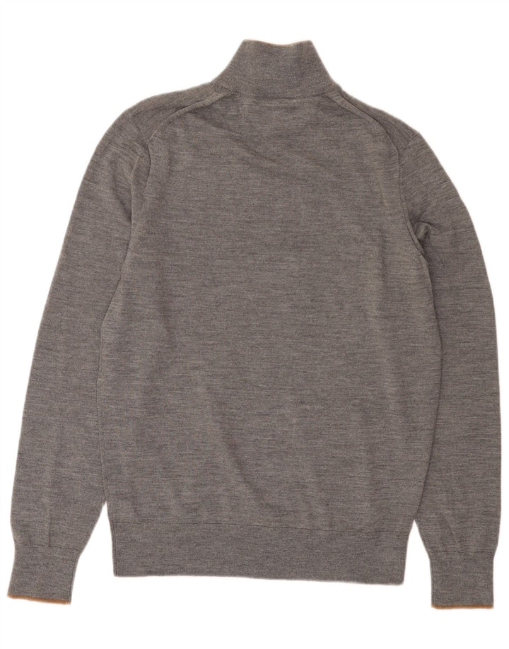 Męski sweter zapinany na zamek Tommy Hilfiger Średni szary sweter z wełny merynosów