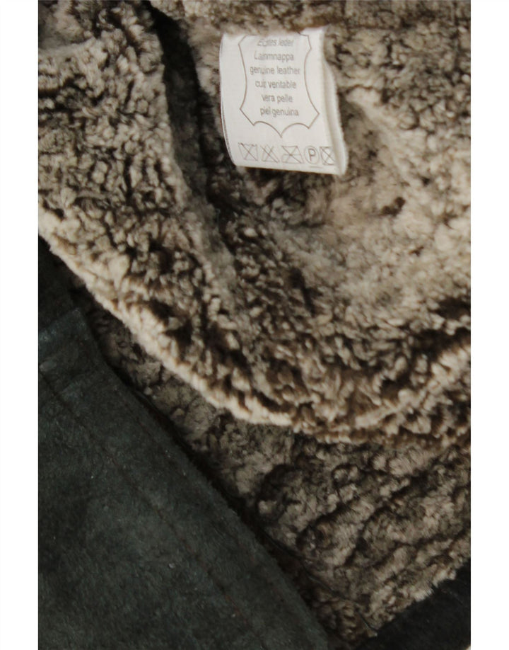 Vintage męska kurtka shearling UK 42 XL czarna skóra