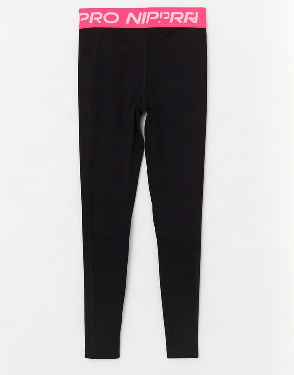 Damskie legginsy Nike Dri Fit Graphic UK 8, małe czarne, poliestrowe z blokami kolorów