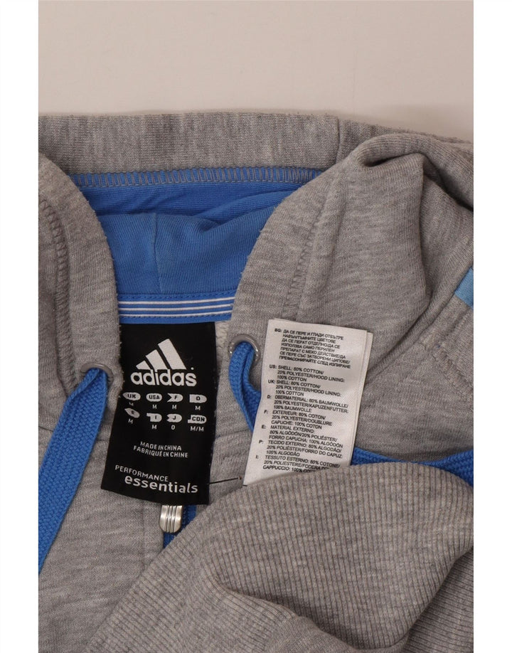 Adidas Męski sweter z kapturem i zamkiem błyskawicznym, średnioszary, bawełniany