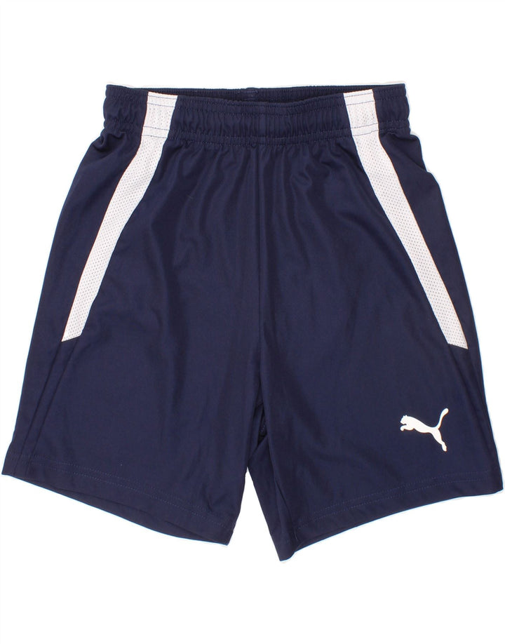 PUMA Boys Sport Shorts 9-10 Years Navy Blue Colourblock Vintage Puma and Second-Hand Puma from Messina Hembry 