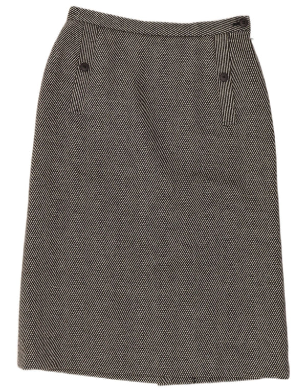 Damska spódnica ołówkowa Jaeger UK 14 Medium W28 Szara wełna w paski