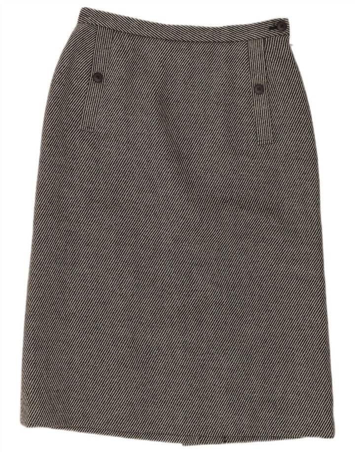 Damska spódnica ołówkowa Jaeger UK 14 Medium W28 Szara wełna w paski