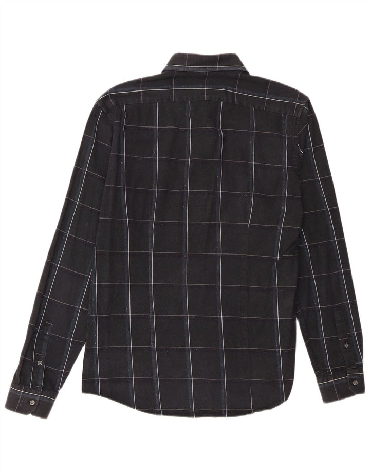 Koszula flanelowa męska Reiss Slim Fit, duża, bawełniana w granatową kratę