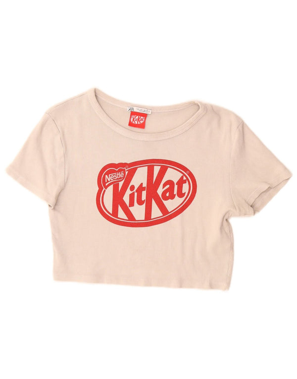 Damski T-shirt z krótkim rękawem Zara, UK 14, duży, szary, bawełniany