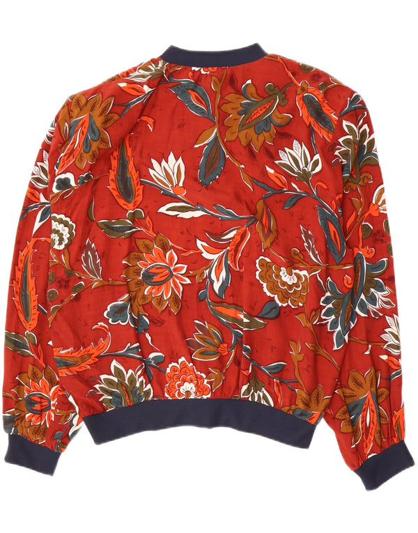 Damska bluzka koszulowa VINTAGE UK 18 XL Czerwona wiskoza w kwiaty