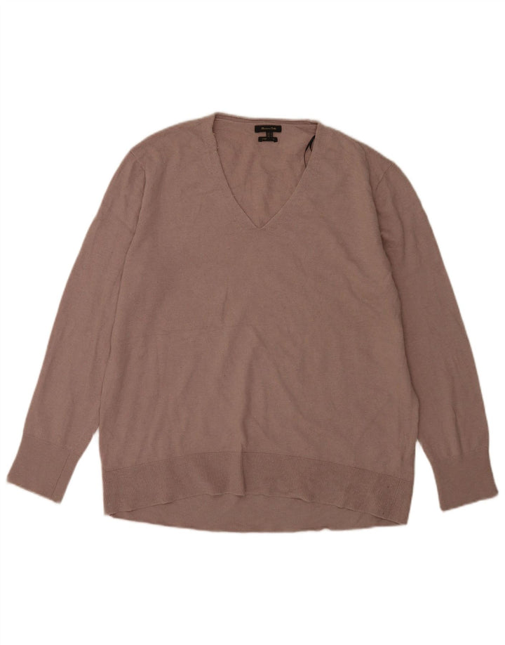 Męski sweter Massimo Dutti z dekoltem w kształcie litery V, średniej wielkości brązowa wełna