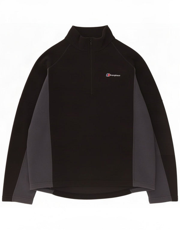 Berghaus Męski sweter polarowy z zamkiem błyskawicznym XL, czarny, poliester z blokami kolorów