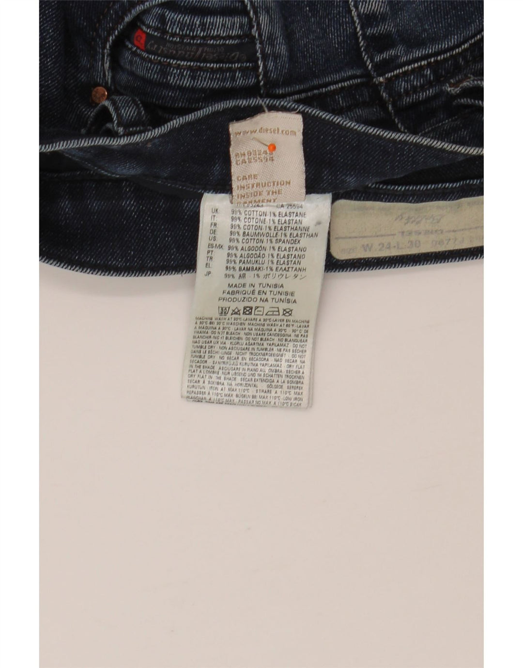 DIESEL Damskie jeansy slim W24 L30 Niebieskie bawełniane