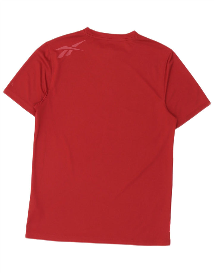 Męski T-shirt z grafiką Reebok, mały, bordowy poliester