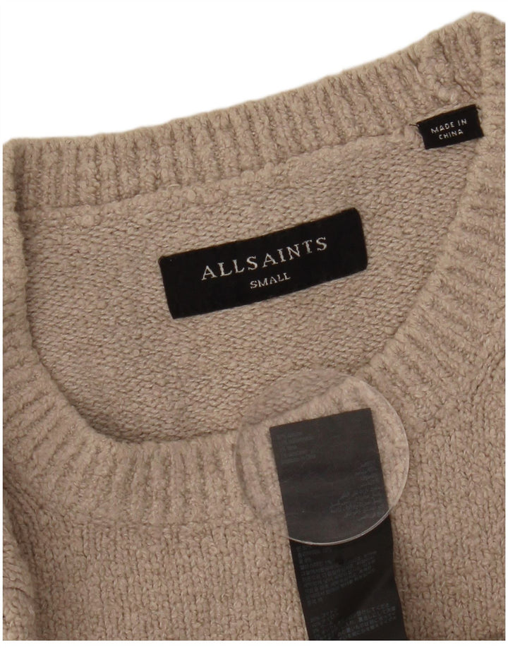 Męski sweter z okrągłym dekoltem ALL SAINTS, mały, beżowy, bawełniany