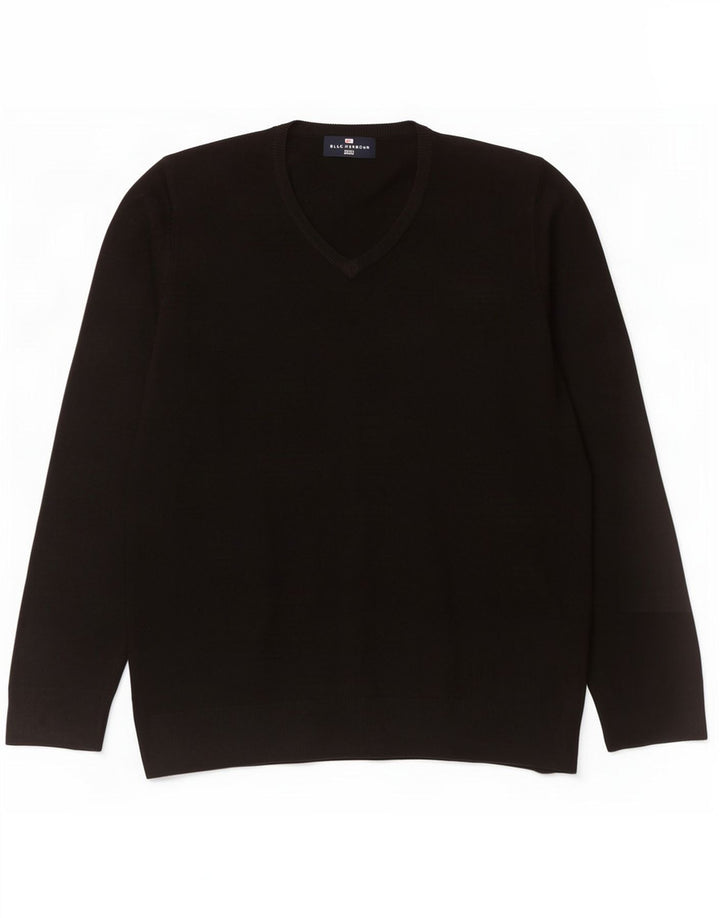 Męski sweter Marks & Spencer Blue Harbor z dekoltem w kształcie litery V, średni czarny