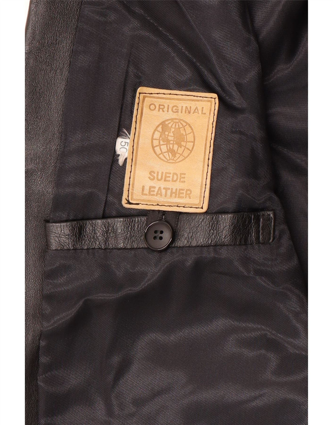 Vintage męska skórzana marynarka zapinana na 2 guziki IT 50 duża czarna skóra