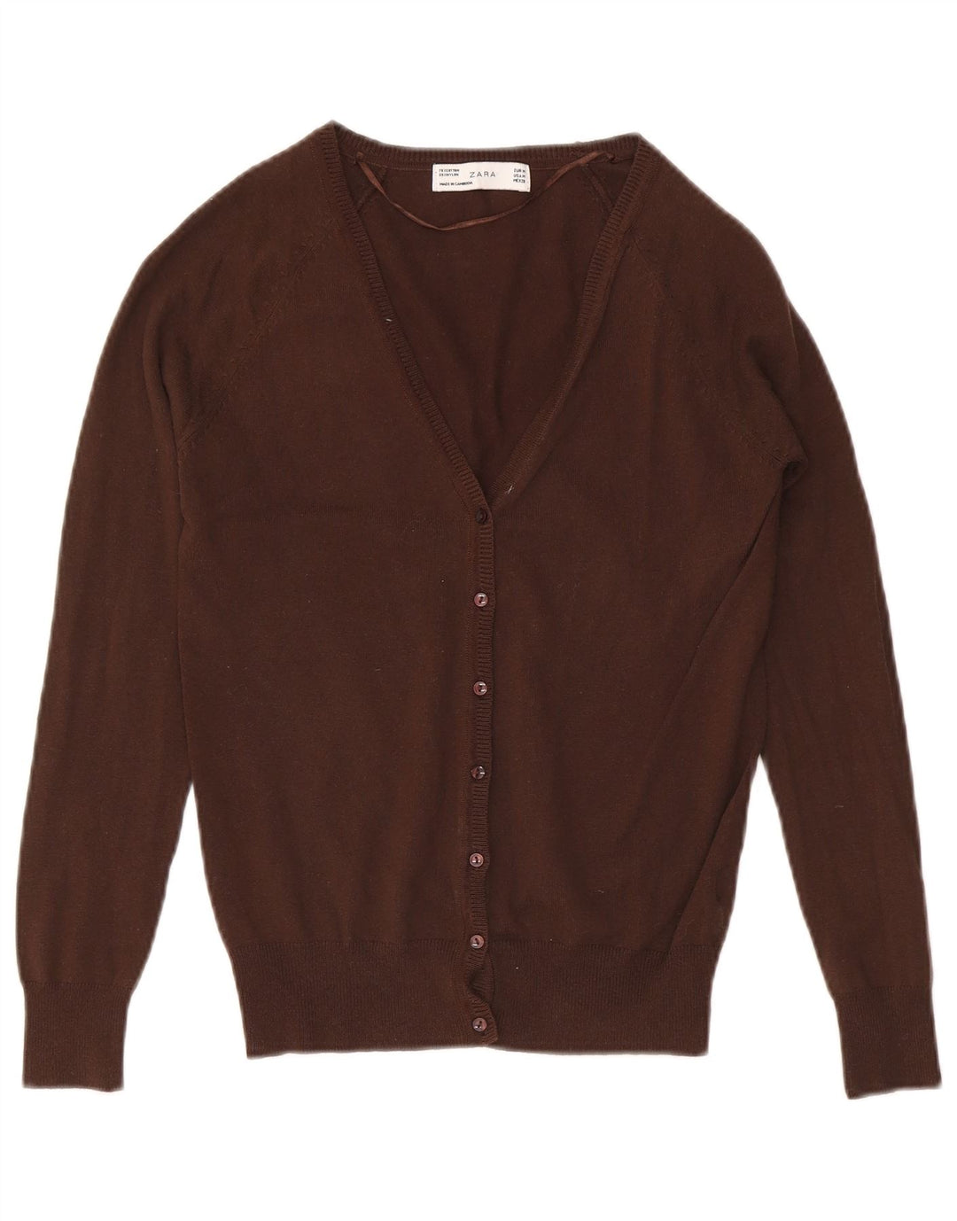 Sweter damski Zara Cardigan UK 12 Średni brązowy bawełniany