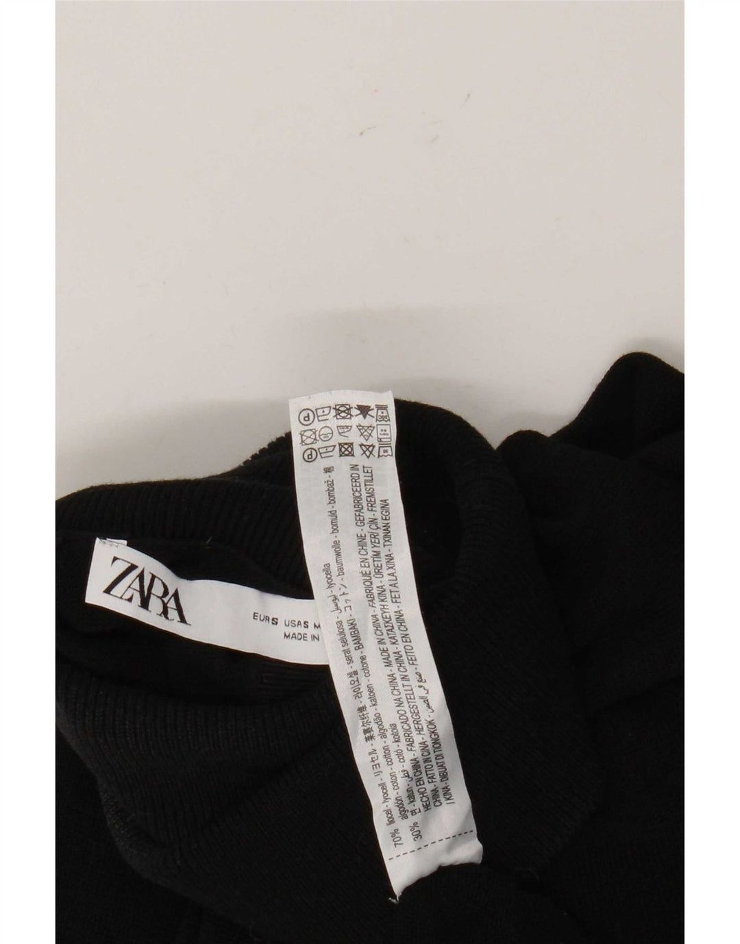 Damski sweter z golfem Zara UK 10 Small Black Lyocell