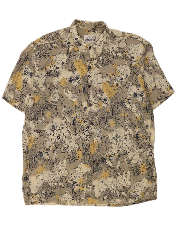 Męska koszula z krótkim rękawem w stylu vintage, abstrakcyjny, duża, szara