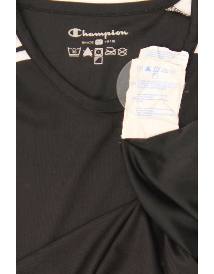 T-shirt damski Champion UK 12, średni czarny, poliester z blokami kolorów