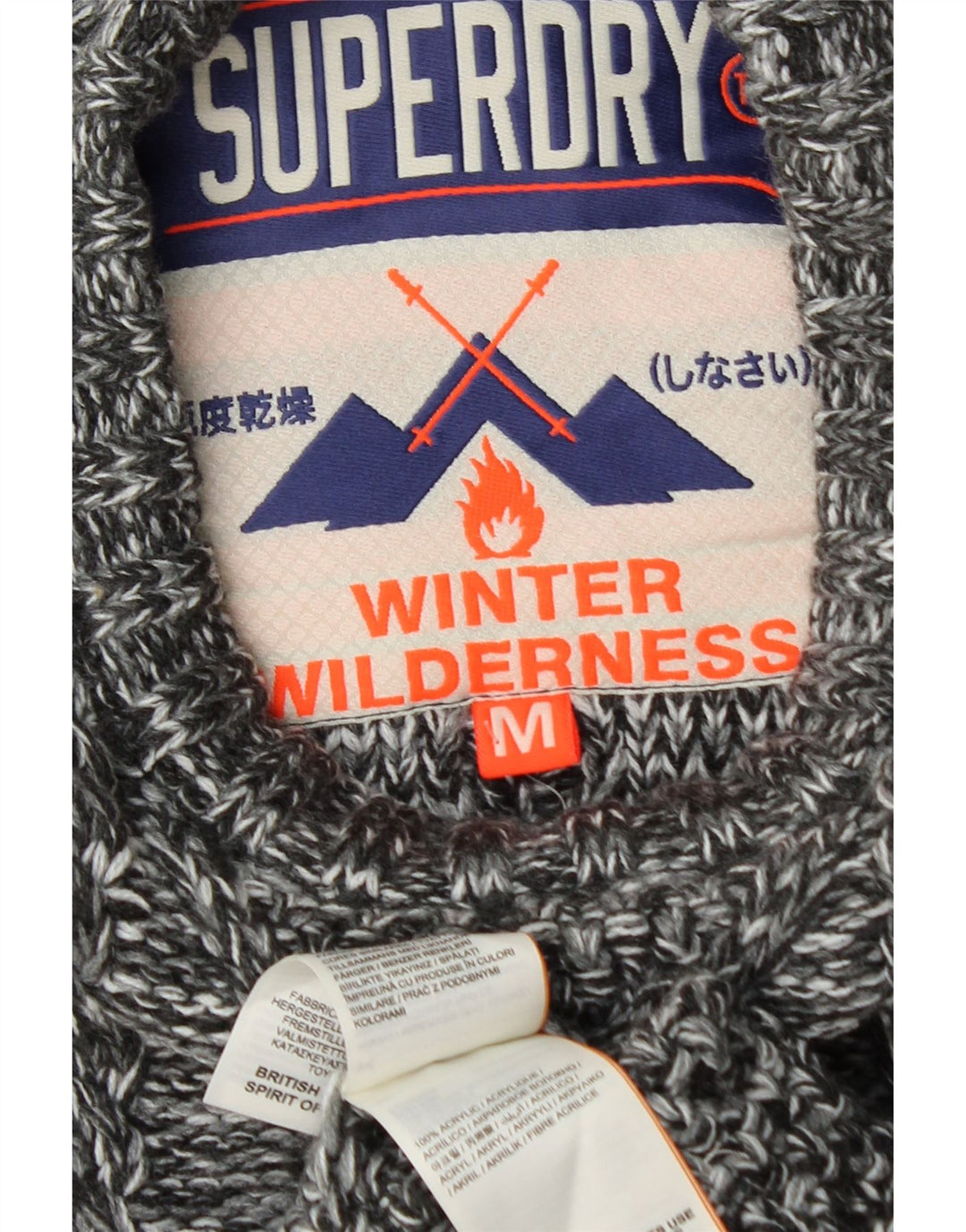 SUPERDRY Męski sweter z okrągłym dekoltem Średni szary, nakrapiany akryl