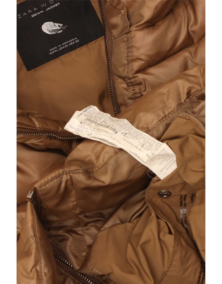 Damska ocieplana kurtka Zara UK 18 XL, brązowy nylon