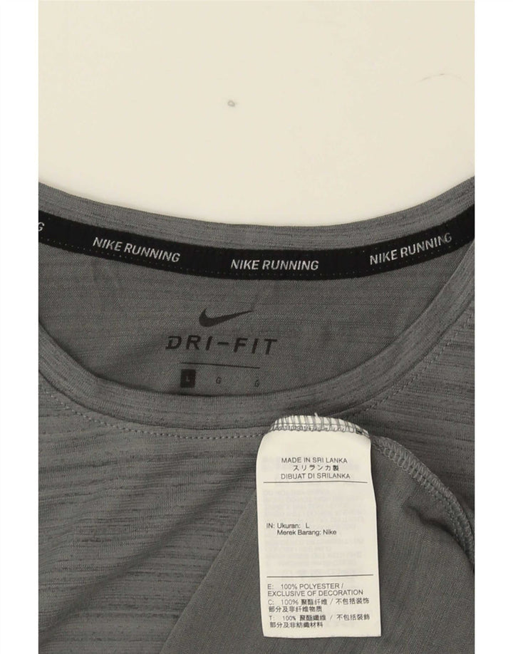 Męski T-shirt Nike Dri Fit, duży, szary, poliestrowy w prążki
