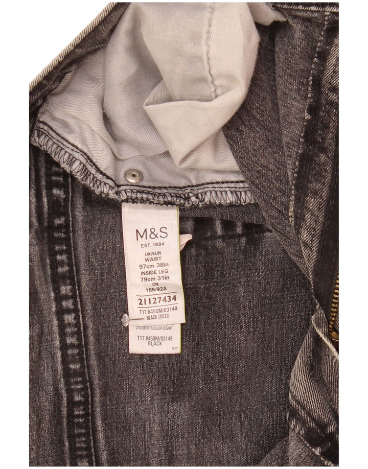 Marks & Spencer Męskie proste dżinsy W38 L31 Czarne bawełniane