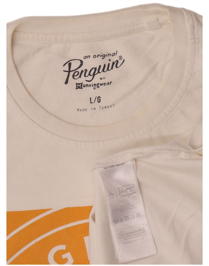Męski T-shirt z grafiką Pingwin, duży, biały, bawełniany