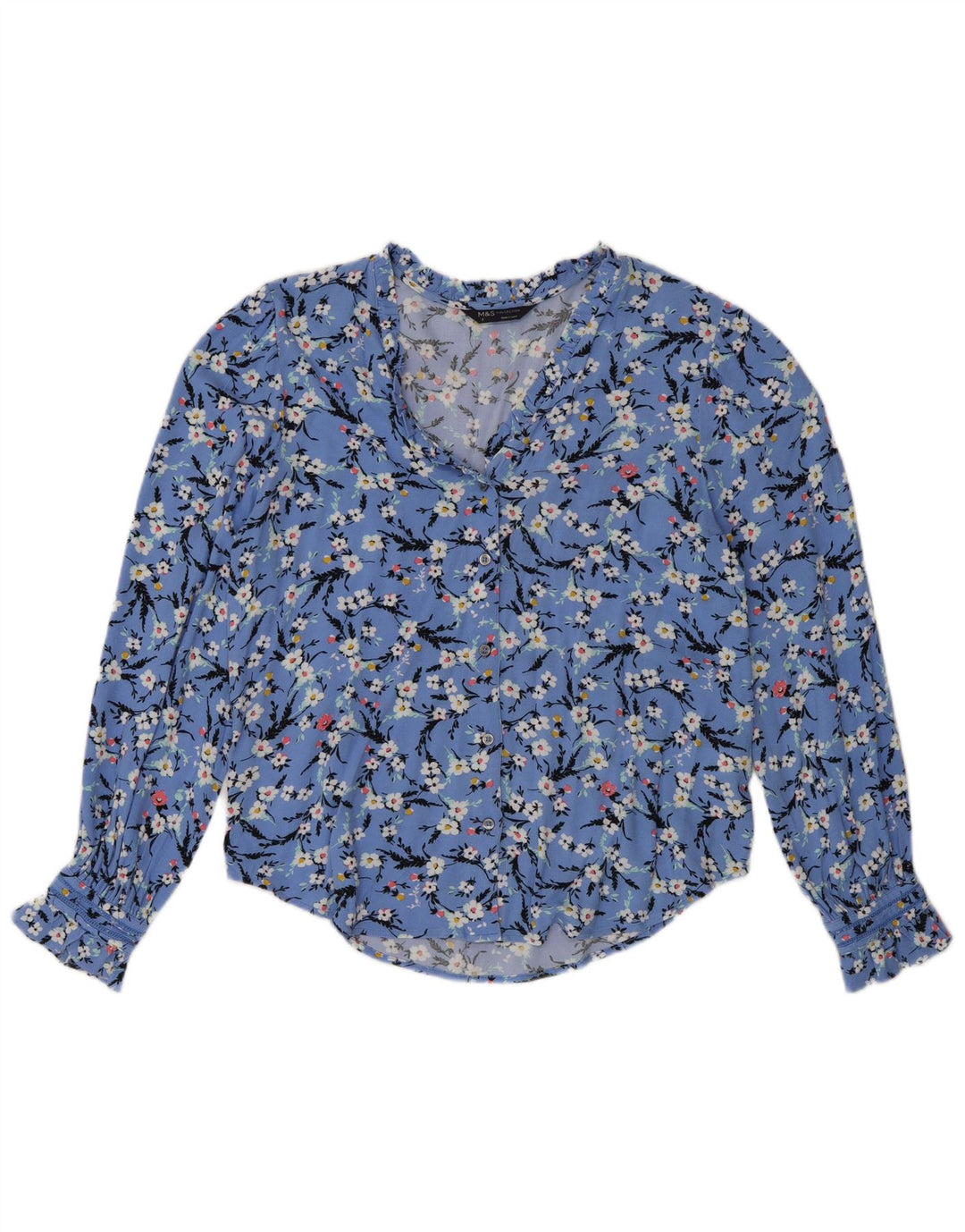Damska bluzka koszulowa oversize Marks & Spencer UK 8, mała niebieska w kwiaty