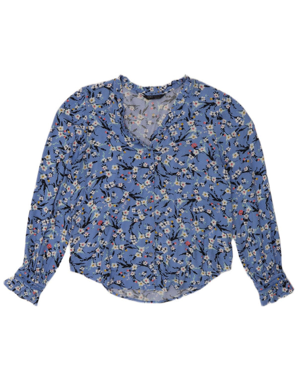 Marks & Spencer Womens Oversized Shirt Blouse UK 8 Small Blue Floral