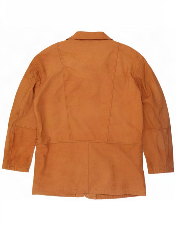Vintage męska skórzana marynarka zapinana na 3 guziki EU 58 4XL brązowa