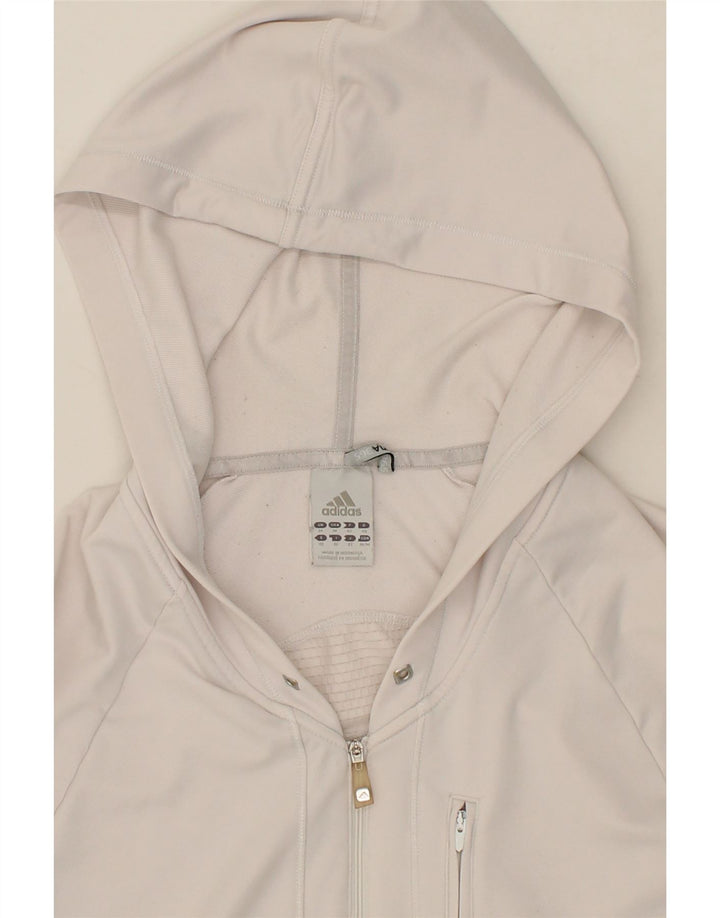 ADIDAS Womens Zip Hoodie Sweater UK 14 Medium  White Polyester Vintage Adidas and Second-Hand Adidas from Messina Hembry 