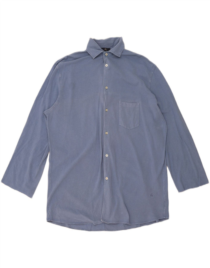 Koszula męska Fay z rękawem 3/4, 2XL, niebieska, bawełniana