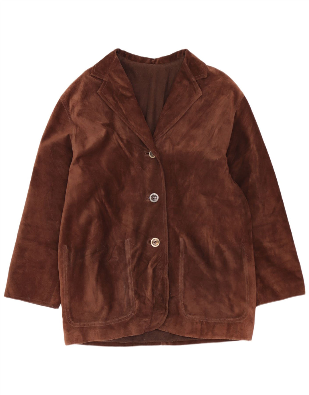 Vintage damska zamszowa kurtka oversize EU 40, średnia brązowa skóra